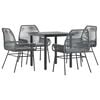 vidaXL Garden Dining Set Grey Poly Rattan 4-seater Removable Covers