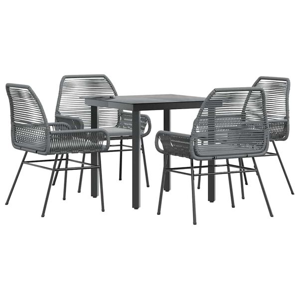 vidaXL Garden Dining Set Grey Poly Rattan 4-seater Removable Covers