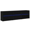 vidaXL TV Units Wall-mounted 2 pcs Black Oak 70.87 x 13.39 x 19.69 in