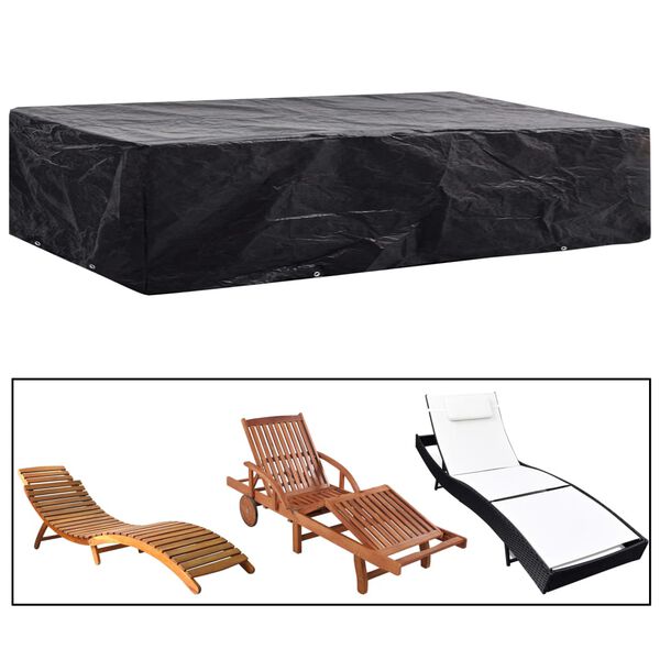vidaXL Sunlounger Cover Set of 2 Black Polyethylene