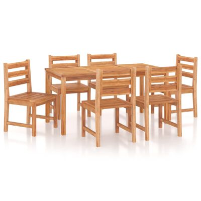 vidaXL 7 Piece Patio Dining Set Solid Wood Teak