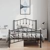 vidaXL Bed Frame Black Powder-Coated Steel Twin Bed Frame Rectangular