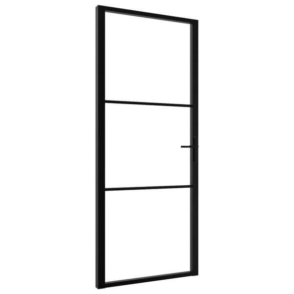 vidaXL Interior Door ESG Glass and Aluminum 36.6"x79.3" Black