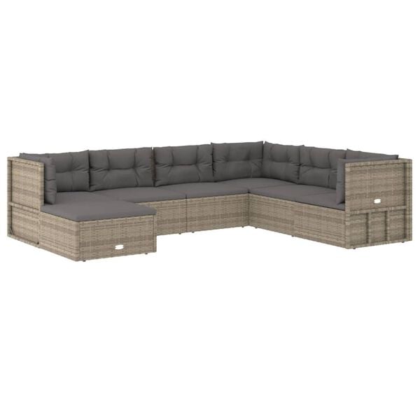 vidaXL Garden Lounge Set Gray PE rattan, powder-coated steel Medium