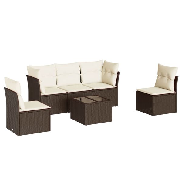 vidaXL Garden Sofa Set Brown PE rattan Large Adjustable Feet