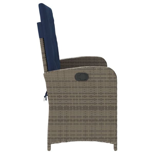 vidaXL Reclining Garden Bench Grey and Navy Blue