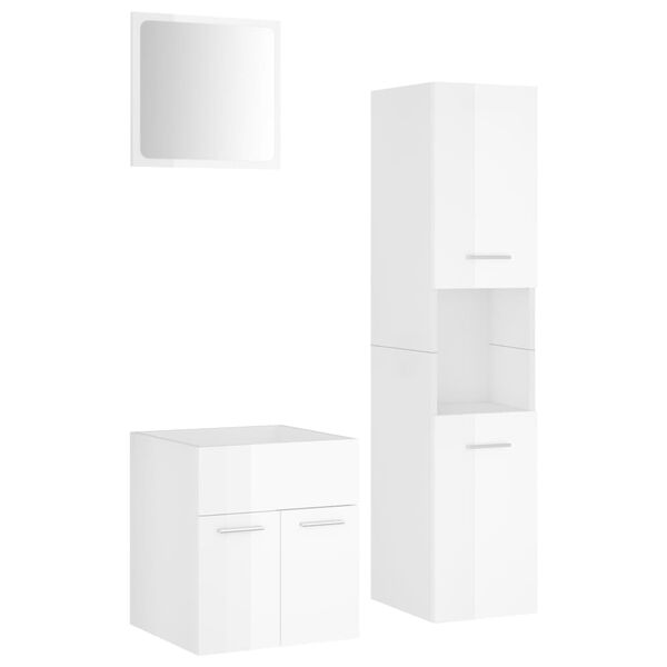 vidaXL Bathroom Furniture Set High gloss white Engineered wood, acrylic