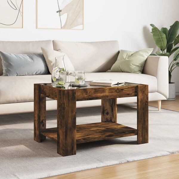 vidaXL Coffee Table Smoked Oak Engineered wood, glass Coffee Table