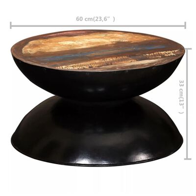 vidaXL Coffee Table Solid Reclaimed Wood Black Base 23.6"x23.6"x13"