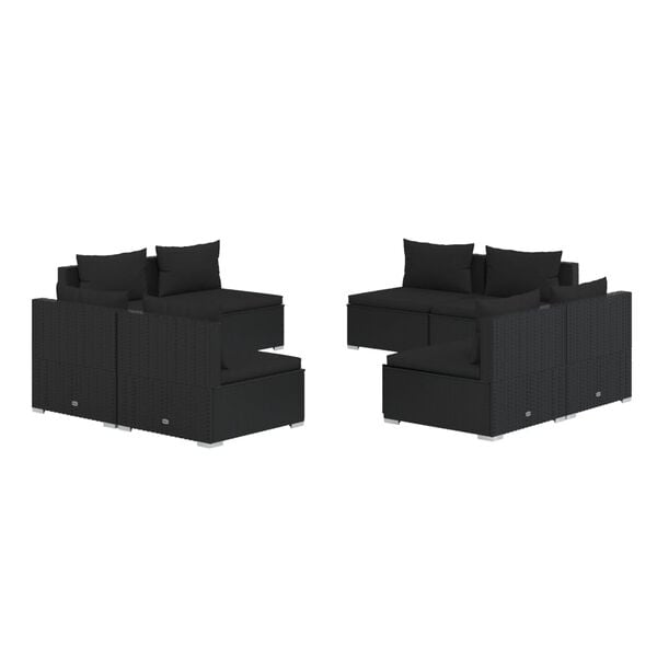 vidaXL Garden Lounge Set Black PE rattan Large Modular