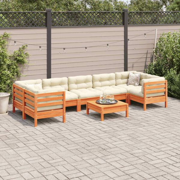vidaXL Garden Sofa Set Wax brown and cream