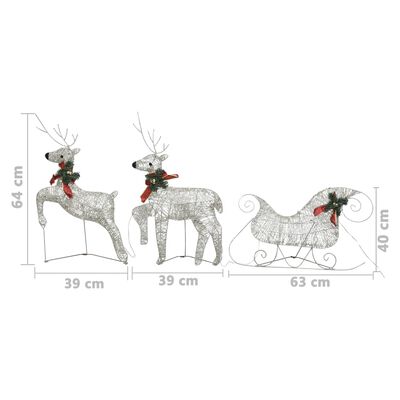 vidaXL Reindeer & Sleigh Christmas Decoration 60 LEDs Outdoor Gold