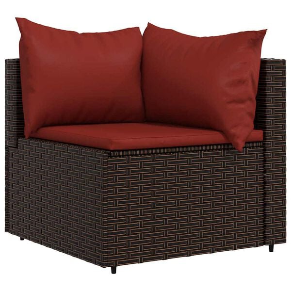 vidaXL Patio Lounge Set Brown PE Rattan, Powder-Coated Steel, Polyester