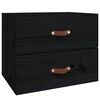vidaXL Wall-mounted Bedside Cabinet Set of 2 Black Solid pine wood