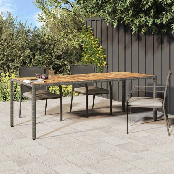 vidaXL Garden Dining Table Gray 98.4 x 39.4 x 29.5 in Poly rattan