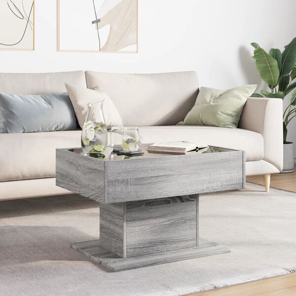 vidaXL Coffee Table Grey Sonoma Engineered wood, Glass Medium