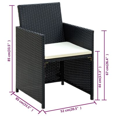 vidaXL 4 Piece Patio Lounge with Cushions Set Poly Rattan Black