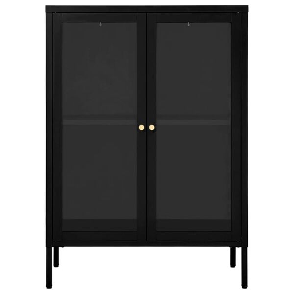 vidaXL Sideboard Black Powder-coated steel Medium Adjustable Feet