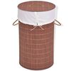 vidaXL Bamboo Laundry Bin Round Brown