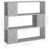 vidaXL Book Cabinet Room Divider Concrete Grey Engineered Wood Medium