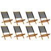 vidaXL Garden Chair Set of 8 Black Solid Acacia wood with an oil finish