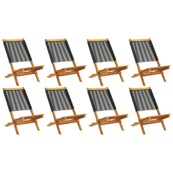 vidaXL Garden Chair Set of 8 Black Solid Acacia wood with an oil finish