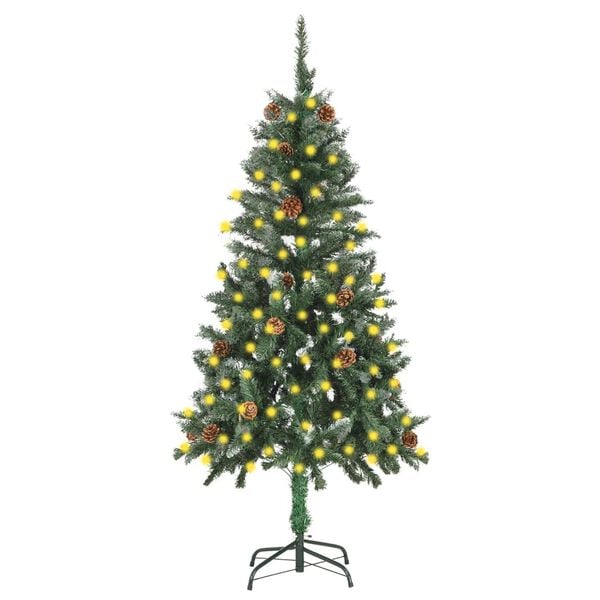 vidaXL Artificial Pre-lit Christmas Tree with Pine Cones 59.1"