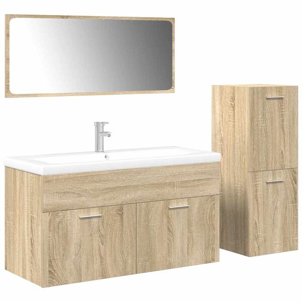 vidaXL Bathroom Furniture Set Sonoma oak Engineered wood Medium