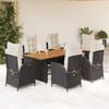 vidaXL Garden Dining Set Beige Poly Rattan Large Adjustable Armrests