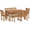 vidaXL Garden Dining Set Natural Teak Solid Teak Wood 7-Piece Set