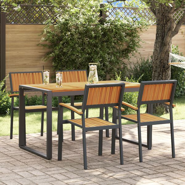 vidaXL Garden Dining Set 5 pcs Black and brown