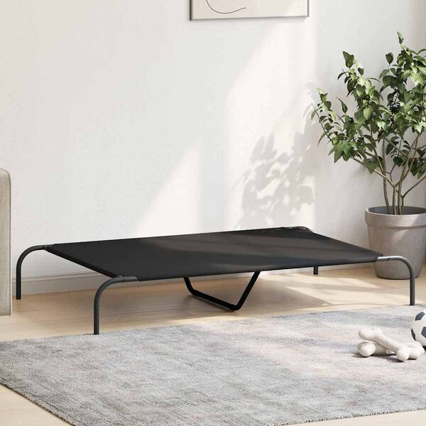 vidaXL Elevated Dog Bed Black Oxford fabric and powder-coated steel