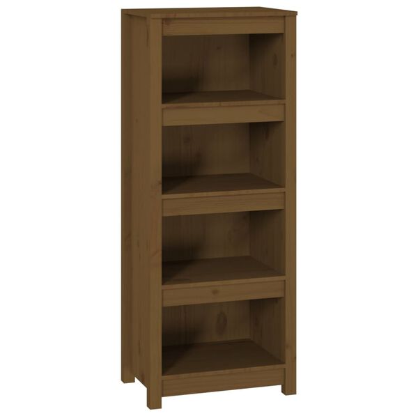 vidaXL Book Cabinet Honey Brown Solid Pine Wood 19.7x13.8x49.4 in