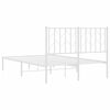 vidaXL Bed Frame White Steel Twin Bed Frame Rectangular Traditional