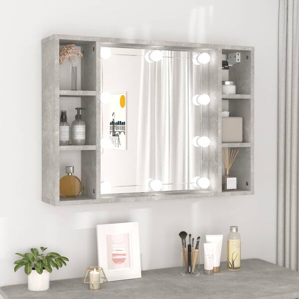 vidaXL Mirror Cabinet Concrete Gray Engineered Wood, Acrylic Medium
