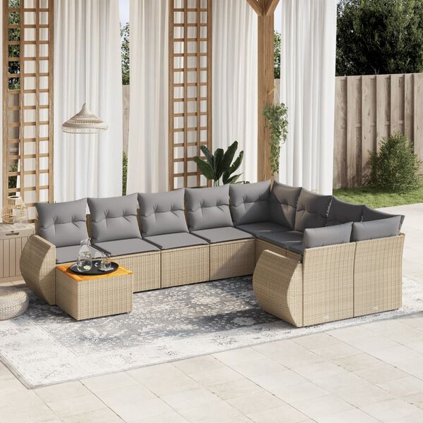 vidaXL Garden Sofa Set Beige, Light grey