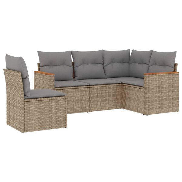 vidaXL Garden Sofa Set Mix beige PE rattan Medium Modular
