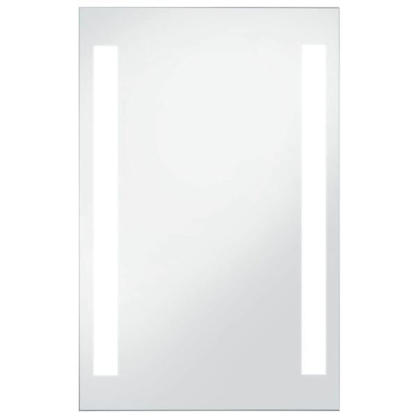 vidaXL Bathroom Mirror Silver Glass, Aluminum 23.6 x 39.4 in Lights
