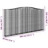 vidaXL Arched Gabion Baskets 3 pcs  157.5x11.8x200/220" Galvanised Iron