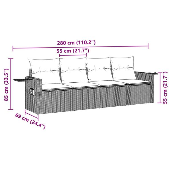vidaXL Garden Sofa Set Light grey, Dark grey PE rattan Large