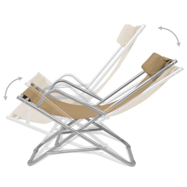 vidaXL Sun Lounger Set of 2 Taupe Powder-coated steel frame, PVC seat