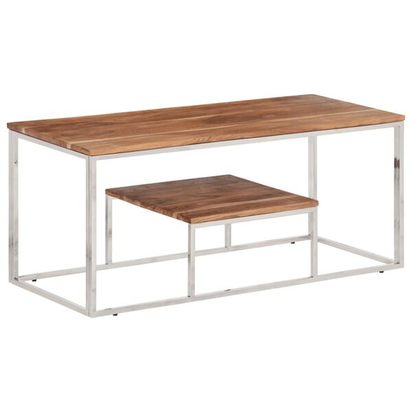 vidaXL Coffee Table Silver and Natural Wood