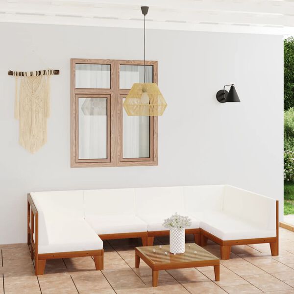 vidaXL Garden Lounge Set Cream White Solid Acacia wood, 100% polyester