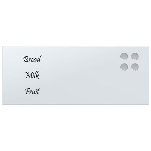 vidaXL Wall-mounted Magnetic Board White 19.7"x7.9" Tempered Glass