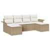 vidaXL Garden Sofa Set with Cushion 6 pcs Beige Poly Rattan