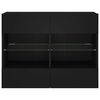 vidaXL TV Wall Cabinet Black Engineered wood and glass Medium