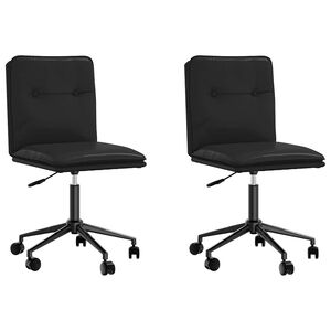 vidaXL Dining Chair Set of 2 Black Faux leather, plywood, metal Medium