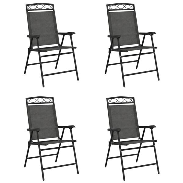 vidaXL Garden Chair Set of 4 Melange Grey Textilene fabric, Steel