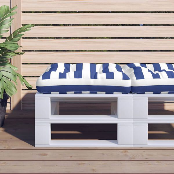 vidaXL Pallet Cushion Blue and White Stripe Oxford fabric (100% polyester)
