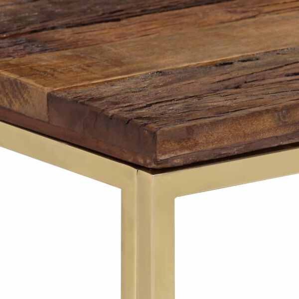 vidaXL Console Table Gold Stainless Steel, Solid Wood Standard Modern